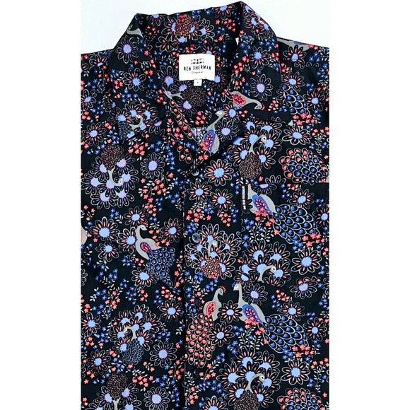Ben Sherman Other - Ben Sherman Size Small Men's V Neck Peacock Floral S/S Pocket Logo Tag Shirt